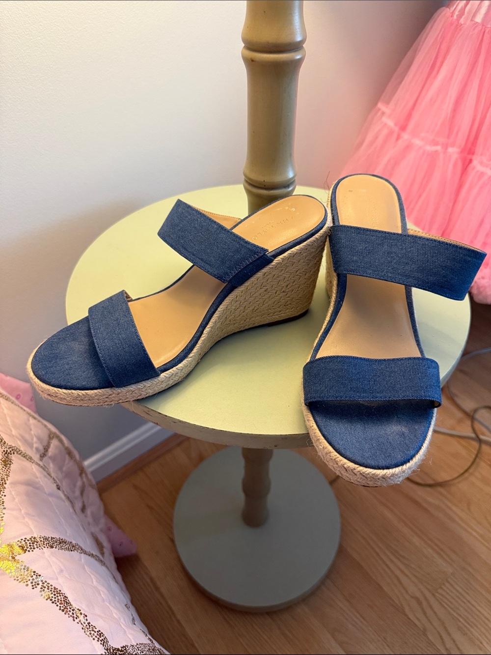 Ann Taylor Denim Blue Espadrille Wedge Sandals - Women